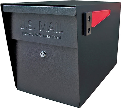 Mail Boss Packagemaster Series 7106 Mailbox, Black, Steel, Powder-Coated, 11-1/4 in W, 21 in D