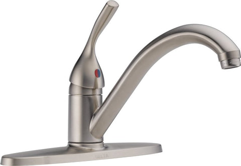 Delta Classic Series 400-SS-DST Kitchen Faucet, 1.8 gpm, 4-Faucet Hole, Metal, Stainless, Deck, 8 in Faucet Centers