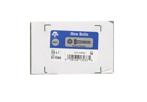 Hillman Hillman Hot Dipped Galvanized Steel Coarse Hex Bolt 3/8 in. Dia. x 7 in. L 50 box