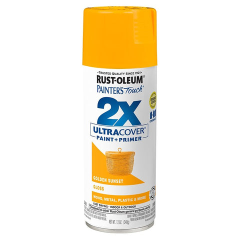 Rust-Oleum Painter's Touch 2X Ultra Cover 334054 Spray Paint, Gloss, Golden Sunset, 12 oz, Aerosol Can