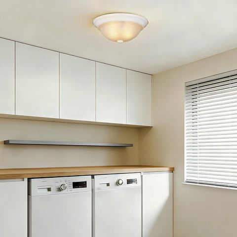 Boston Harbor OG24001WH Flush Mount Ceiling Fixture, 120 V, 60 W, 2-Lamps, A19 or CFL Lamp, White Fixture