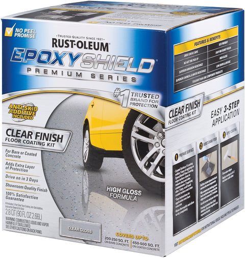Rust-Oleum 292514 Floor Coating Kit, High-Gloss, Clear, Liquid, Pack of 2