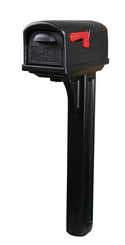 Gibraltar Mailboxes Gibraltar Classic Plastic Post and Box Combo Black Double Door Mailbox 49