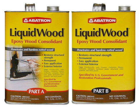 Abatron LW2GKR Wood Filler, Liquid, Faint, Slightly Aromatic Part A, Irritating Ammonia Part B, Clear, 2 gal, Can