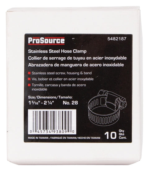 ProSource HCRSS28 Interlocked Hose Clamp, Stainless Steel, Stainless Steel, Pack of 10