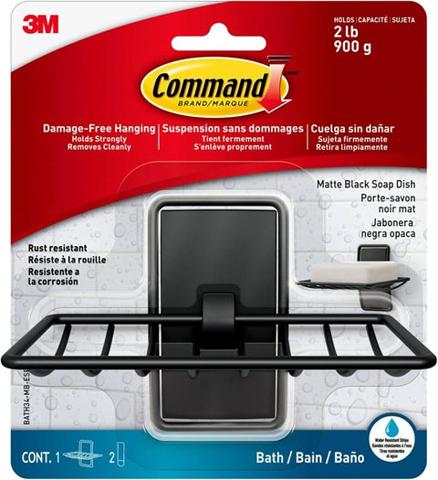 Command BATH34-MB-ESF Soap Dish, Wall, Metal/Plastic, Black