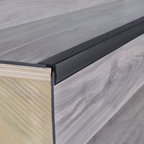 M-D 66270 Stair Edging, 72 in L, 1-1/8 in W, Aluminum, Black, Matte