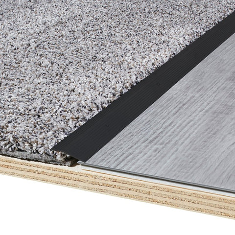 M-D 66267 Carpet Trim, 36 in L, 1-3/8 in W, Aluminum, Black, Matte, Nail Fastener