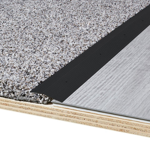 M-D 66272 Carpet Trim, 72 in L, 2 in W, Aluminum, Black, Matte, Nail Fastener