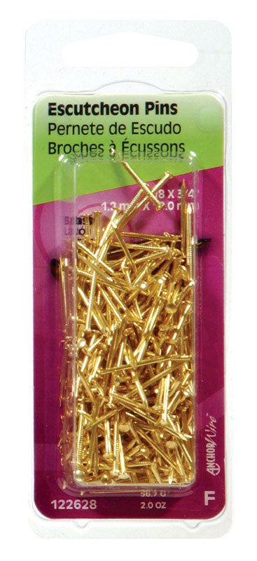 Hillman 18 Ga. 3/4 in. L Brass Escutcheon Pin 2 oz.