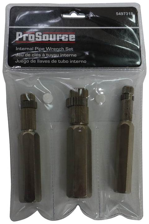 ProSource T150-3L Internal Pipe Wrench Set, 6.2 in L, Steel, Chrome