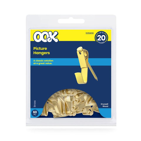 OOK 55511 Conventional Hook, 20 lb, Steel, Zinc, 60/PK