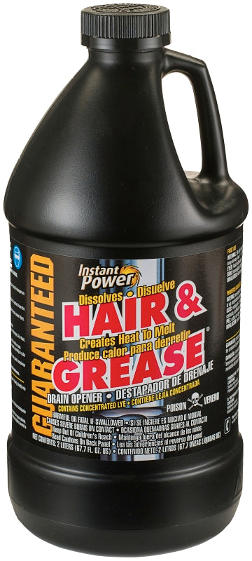 Instant Power 1970 Hair and Grease Drain Opener, Liquid, Clear, Odorless, 2 L Bottle, Pack of 6