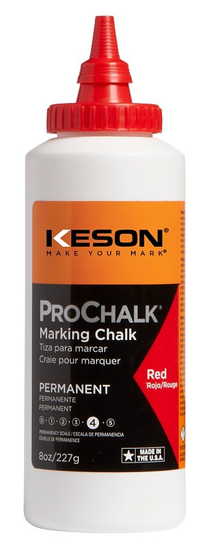 Keson PROCHALK Series PM8RED Marking Chalk Refill, 8 oz, Permanent, Red