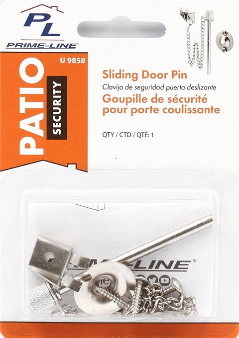 Prime-Line U 9858 Patio Door Lock, Steel, Chrome, 1-3/8 to 1-3/4 in Thick Door