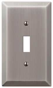 Amerelle Century 163TAN Wallplate, 4-15/16 in L, 2-7/8 in W, 1 -Gang, Steel, Antique Nickel, Pack of 4