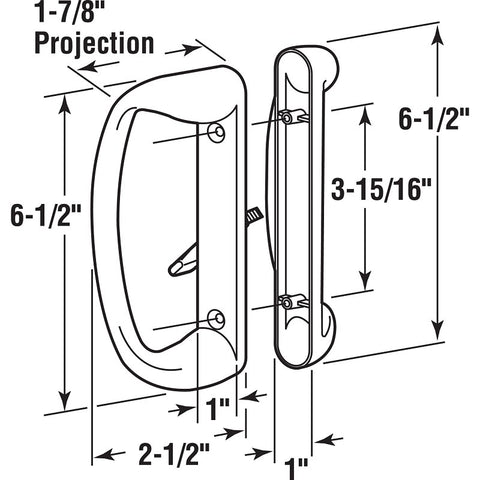 Prime-Line C 1176 Handleset, Aluminum, Painted, 2-1/2 in L