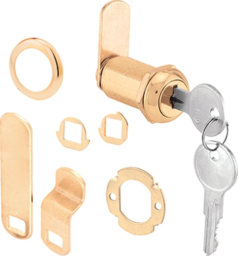 Defender Security U 9953KA Drawer and Cabinet Lock, Keyed Lock, Y13 Yale Keyway, Brass