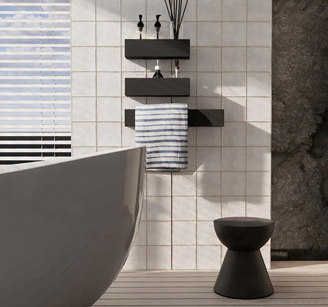 Emser Tile Antigo Series F14ANTIVA0505P Ceramic Tile, 5 in L Tile, 5 in W Tile, Pressed Edge, Square Pattern, Vanilla