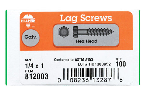 Hillman 1/4 in. x 1 in. L Hex Lag Screw