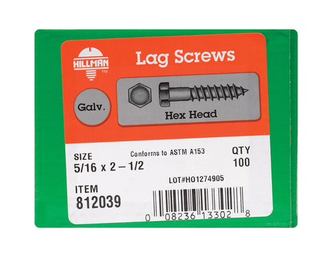 Hillman 5/16 in. x 2-1/2 in. L Hex Lag Screw