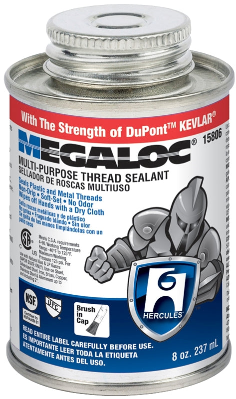 Hercules Megaloc 158069 Pipe Thread Sealant, 0.5 pt Can, Liquid, Blue ...