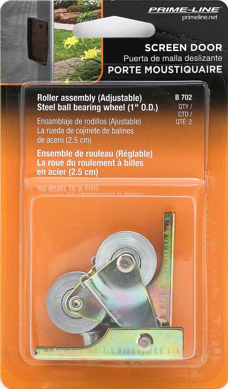 Prime-Line B 702 Sliding Screen Door Roller, 1 in Dia Roller, 1/4 in W Roller, Steel