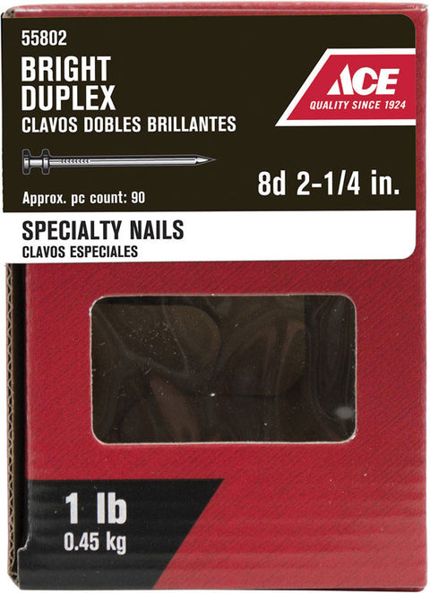 Ace Double 2-1/4 in. L Duplex Nail Thin Bright Steel 1 lb.