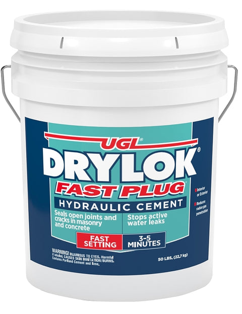 Drylok Fast Plug Series 00930 Hydraulic Cement, Gray, Powder, 50 lb