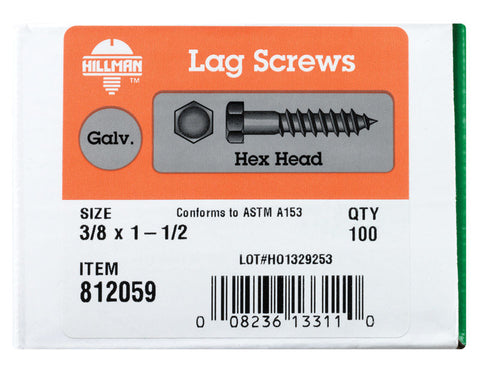 Hillman 3/8 in. x 1-1/2 in. L Hex Lag Screw