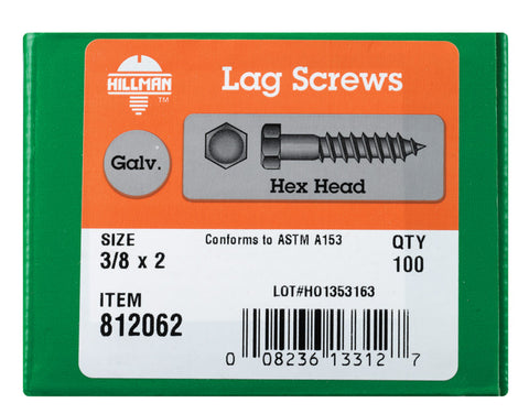 Hillman 3/8 in. x 2 in. L Hex Lag Screw