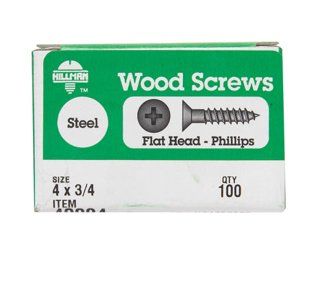 Hillman Flat Wood Screw No. 4 x 3/4 in. L Zinc Steel 100 pk