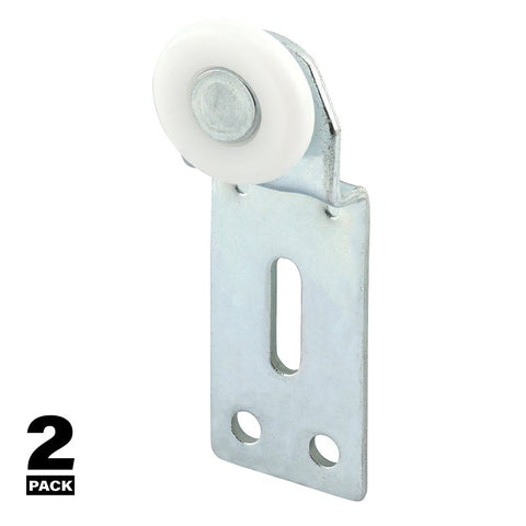 Prime-Line N 6512 Roller Assembly, 1 in Dia Roller, 1/4 in W Roller, Steel, Silver, 1-Roller, 60 lb, Side Mounting