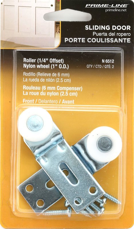 Prime-Line N 6512 Roller Assembly, 1 in Dia Roller, 1/4 in W Roller, Steel, Silver, 1-Roller, 60 lb, Side Mounting