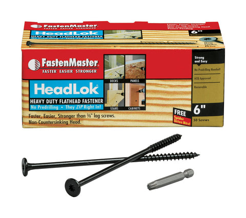 FastenMaster HeadLok Deck Screws Spider Coarse No. 6 6 in. L Galvanized Black