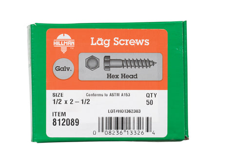 Hillman 1/2 in. x 2-1/2 in. L Hex Lag Screw