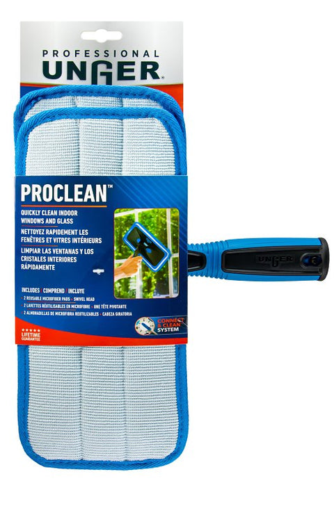 Unger Professional ProClean Series 980300 Indoor Window Cleaner, Plastic Head, 5 in L, Blue