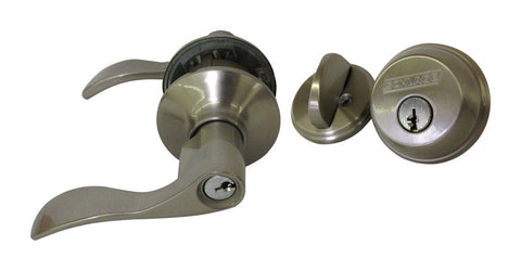 Schlage Accent Satin Nickel Steel Lever and Single Cylinder Deadbolt ANSI Grade 2 1-3/4 in.