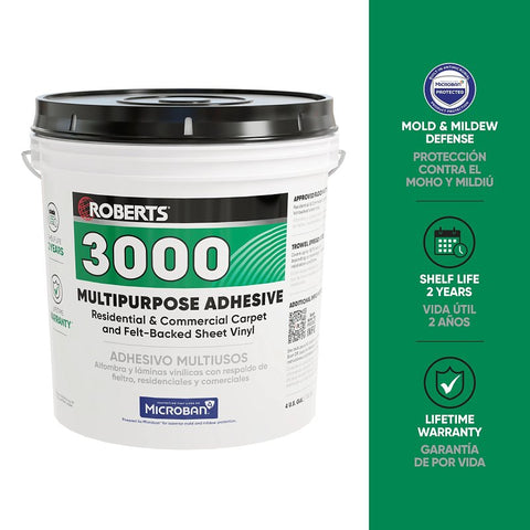 Roberts 3000 Series 3000-4 Multi-Purpose Adhesive, Creamy Tan, 4 gal Pail