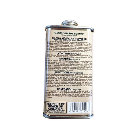Giles & Kendall Low Luster Clear Oil-Based Cedar Oil 8 oz