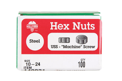 Hillman 10 Zinc-Plated Steel SAE Screw Nut 100 pk