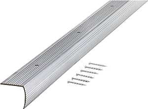 M-D 78105 Stair Edging, 72 in L, 1-1/8 in W, Aluminum, Silver