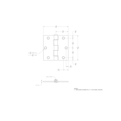 Ace 3-1/2 in. L Stainless Steel Door Hinge 1 pk
