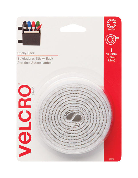 Velcro Hook and Loop Fastener 5 ft. L x 3/4 in. W White