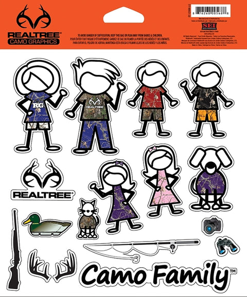Realtree RT-CFAM-LG 28-Piece Window Decal Set, Camo Family, Vinyl Adhesive, Pack of 12