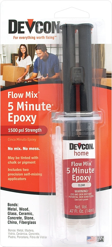 Devcon 20445 Epoxy Adhesive, Amber, Liquid, 0.47 oz Syringe, Pack of 6