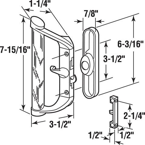 Prime-Line C 1016 Handleset, Aluminum