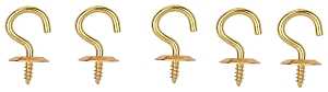 ProSource LR-382-PS Cup Hook, 9/32 in Opening, 2.5 mm Thread, 15/16 in L, Brass, Brass