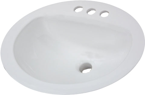 American Standard AQUALYN Series 0476.028.020 Countertop Sink, Oval Basin, 3-Deck Hole, 20-3/8 in OAW, 17-3/8 in OAH