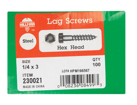 Hillman 1/4 in. x 3 in. L Hex Lag Screw
